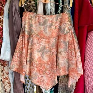 Y2K Peach Floral Paisley Mesh Skirt | Boho Fairycore Vintage 2000s